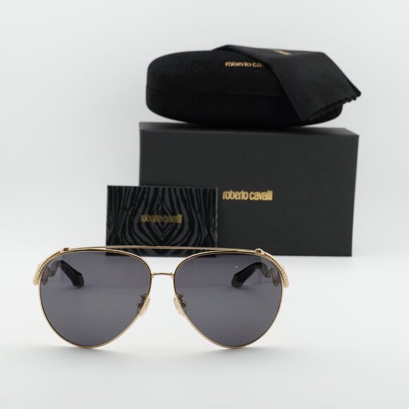 Roberto Cavalli SRC090M 0300 Aviator Sunglasses - Gold/Grey main image 7